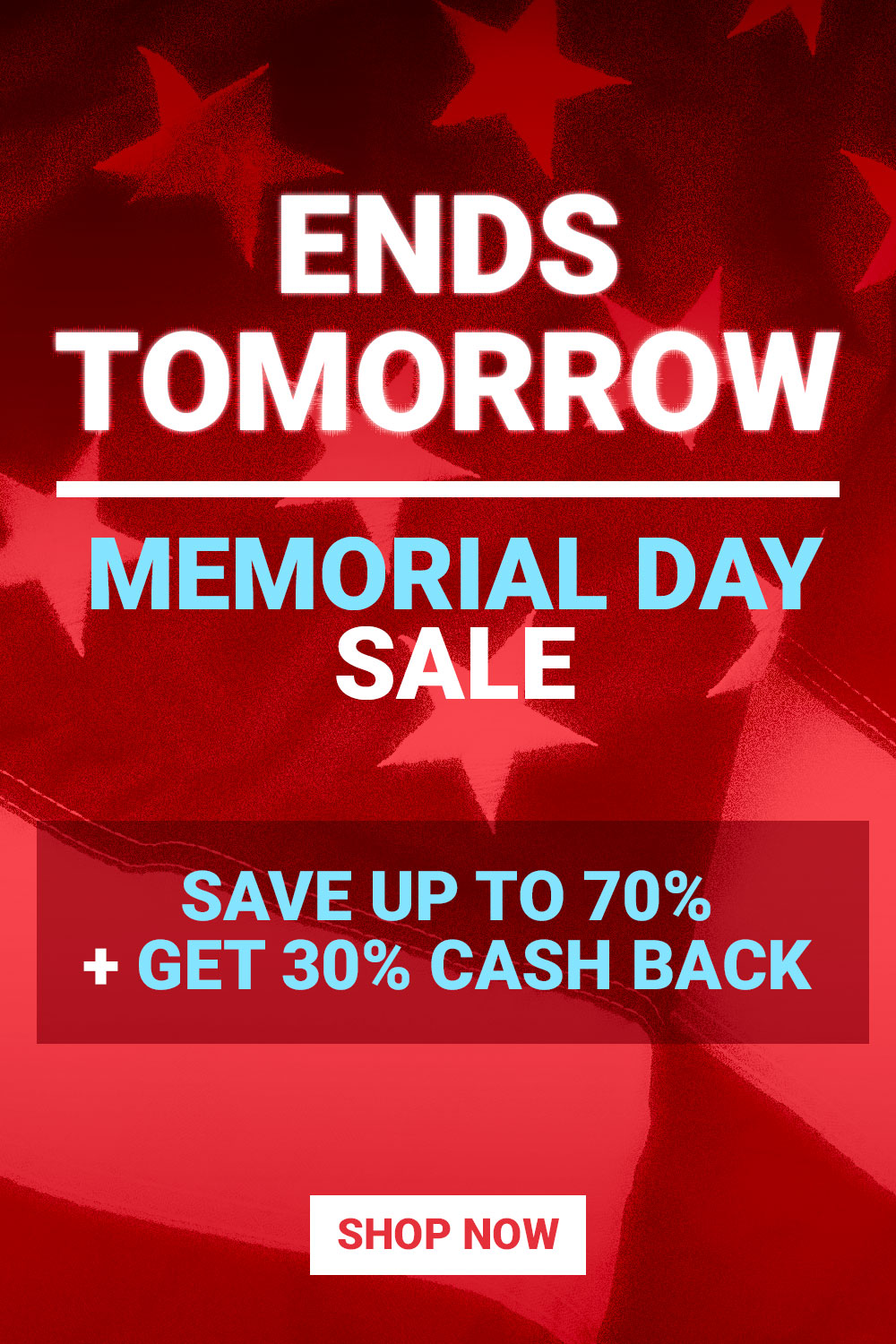 Ends tomorrow: Memorial Day Sale