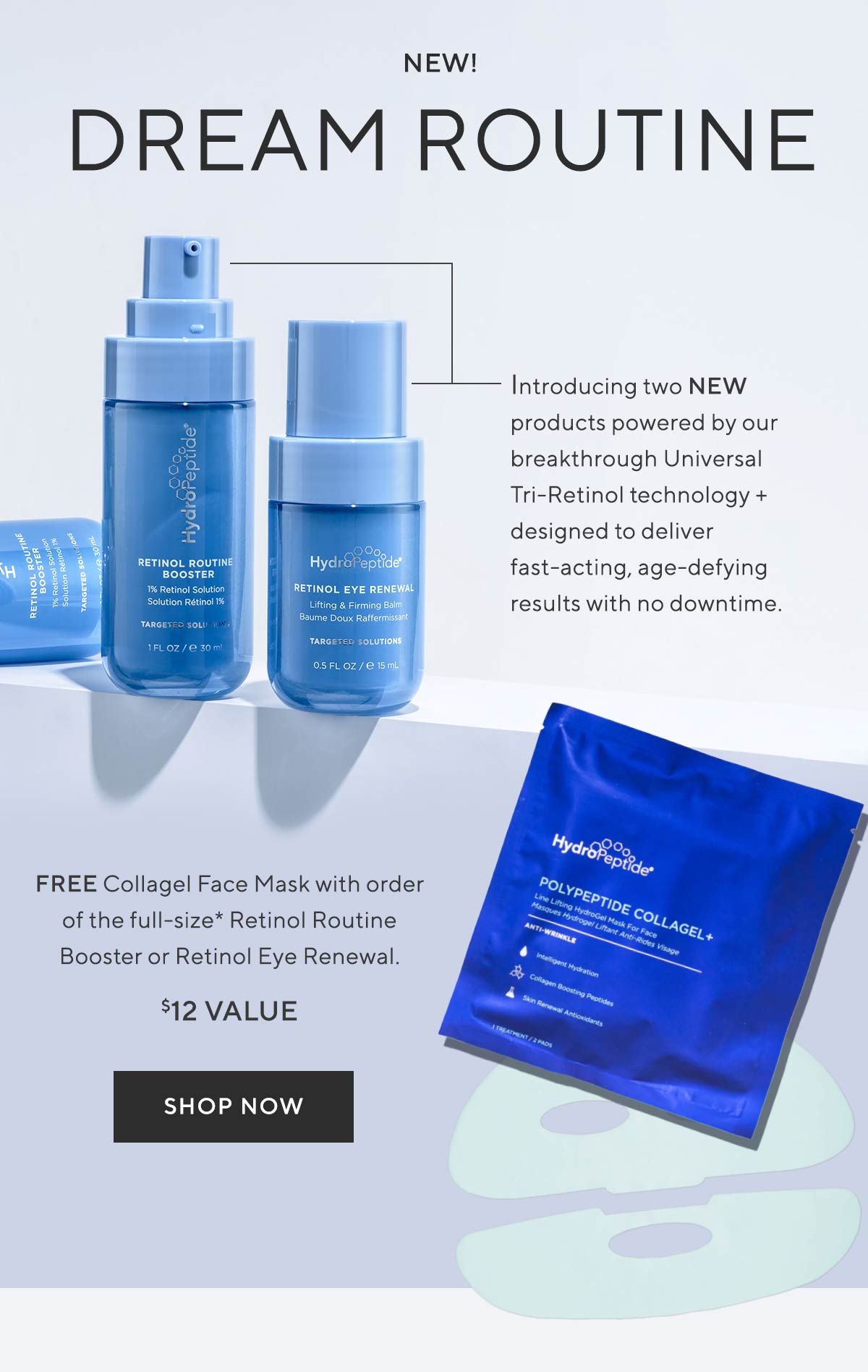 Retinol routine for glowing skin Hydro Peptide
