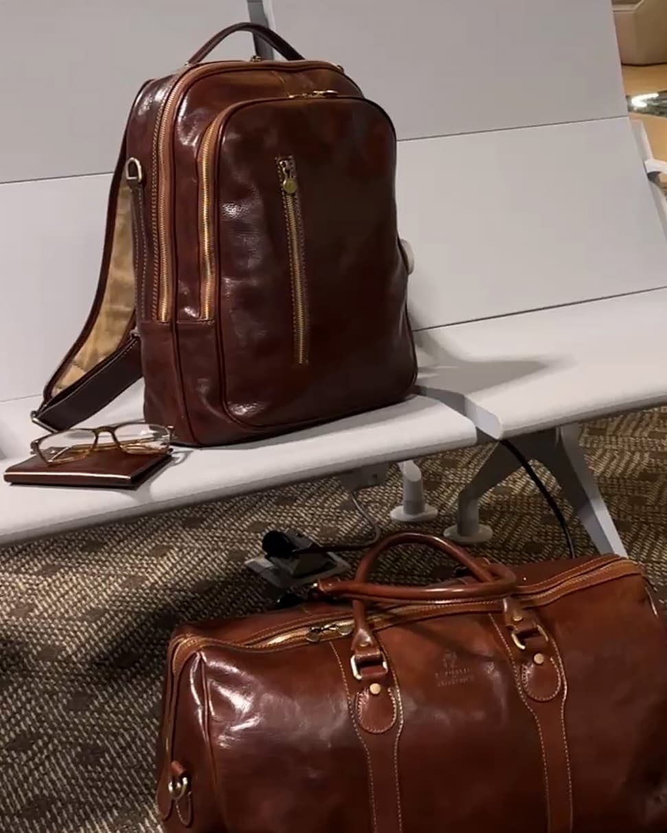 The two bags waiting together at the gate.