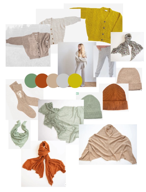 Moodboard Zusammenstellung an farbigen Kaschmirstyles