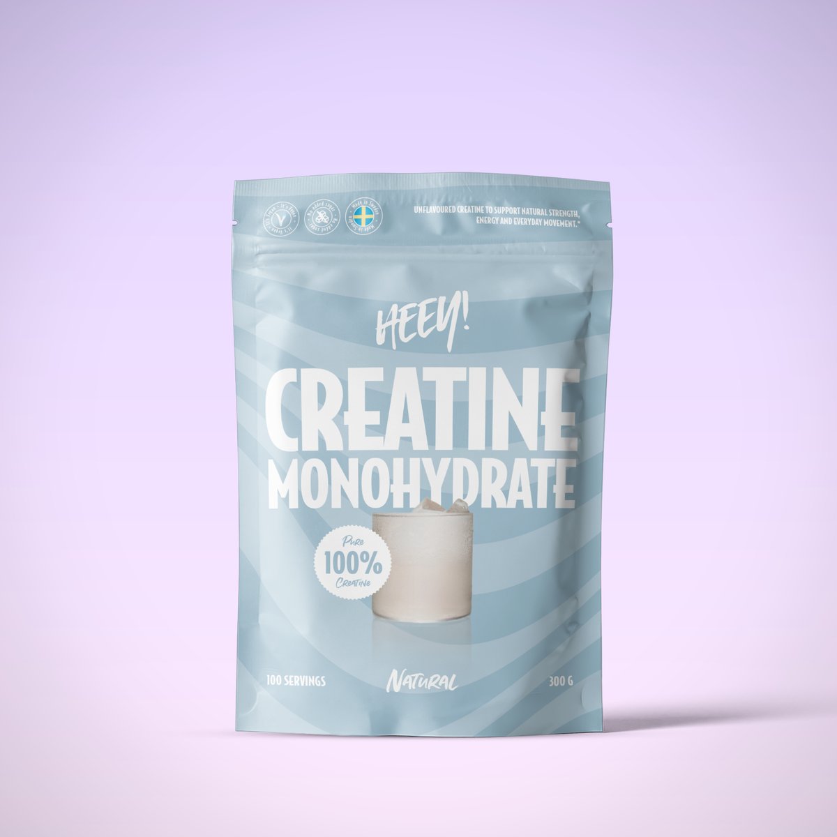 Heey! Kreatin Monohydrat, ren vegansk kreatin 200 mesh, 5 g per portion