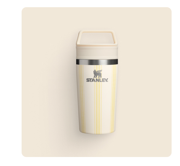 The Café-To-Go Travel Mug | Cream Picnic Stripe