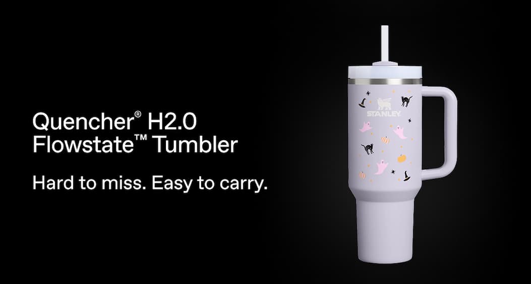 Halloween Quencher® H2.0 Flowstate™ Tumbler | 40 OZ | Purple Dust Spooky Friends