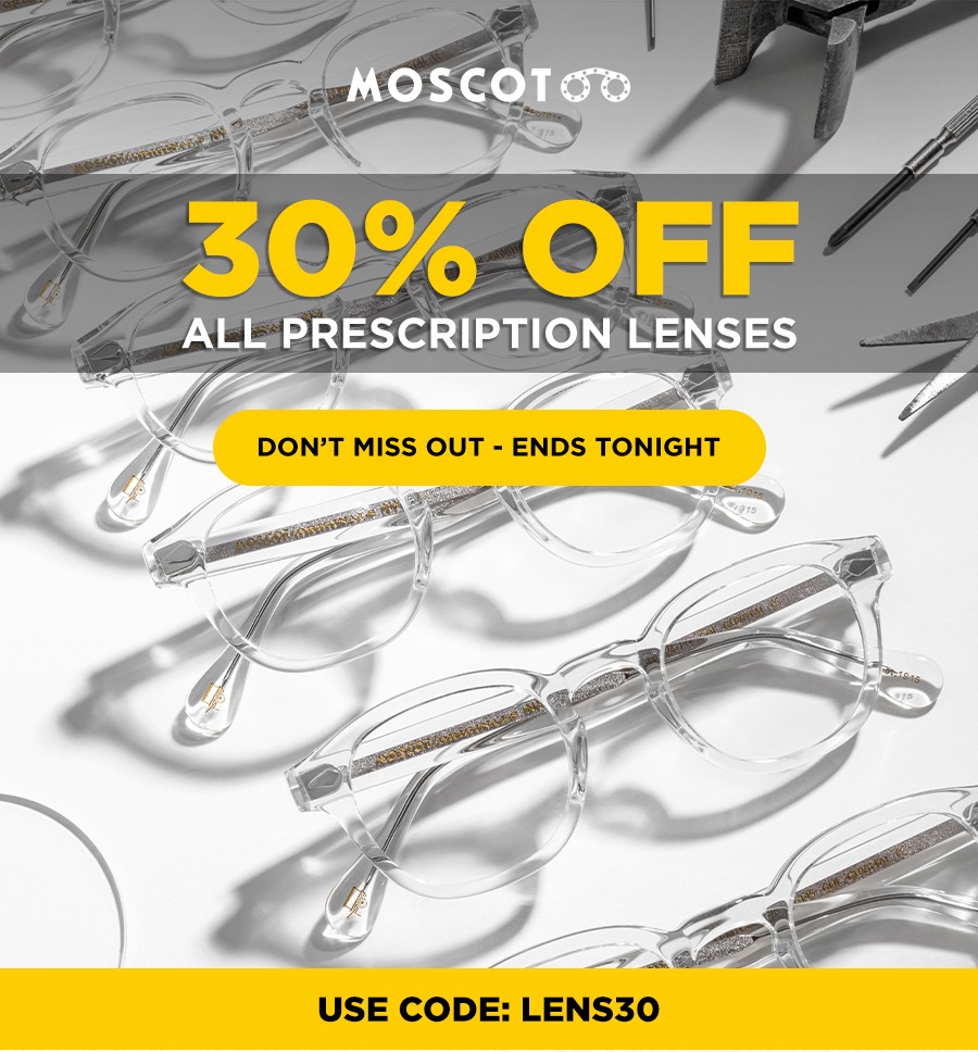 Receive 30% off Single Vision or Progressive Lenes. Today only!