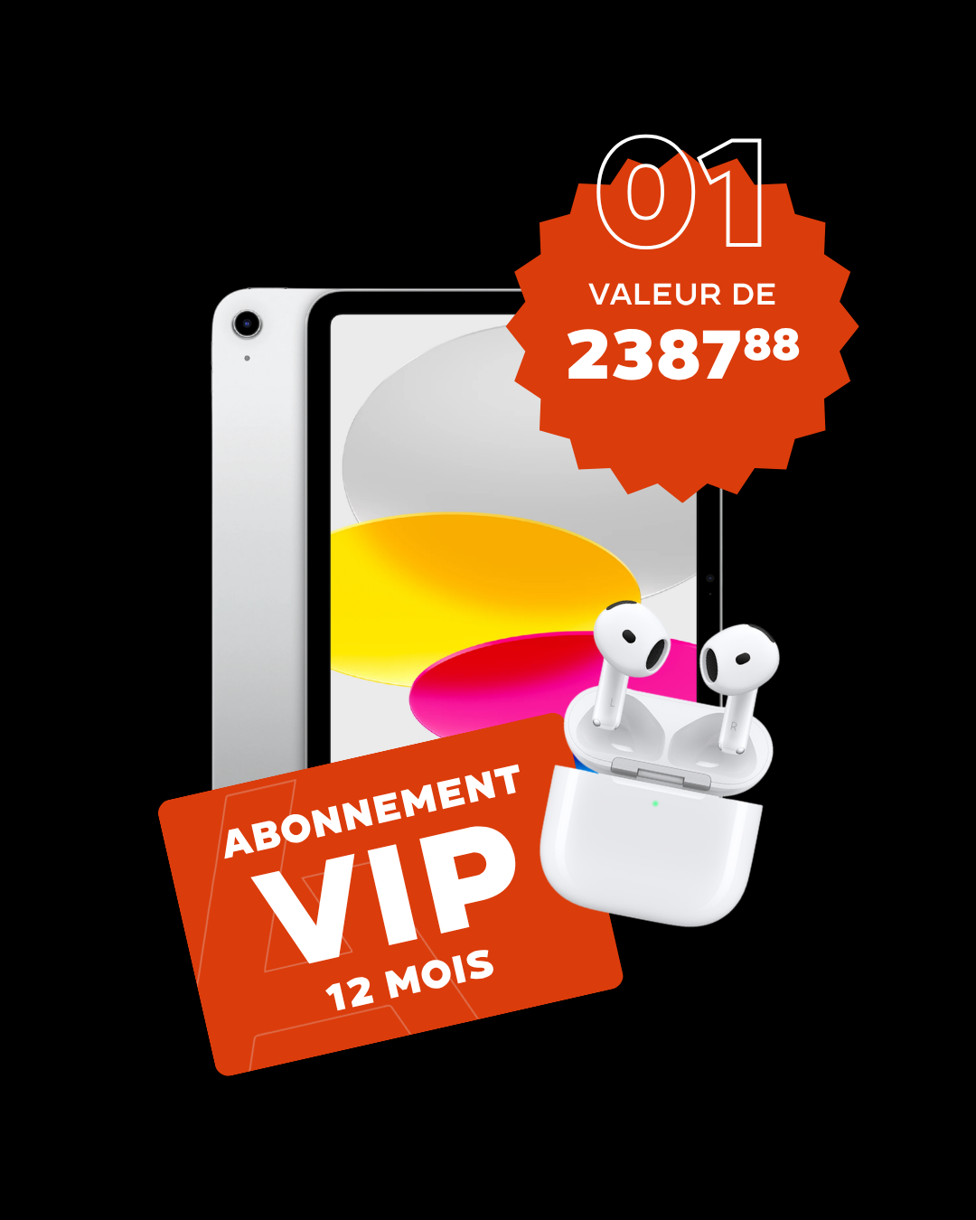 1er prix : iPad, AirPods et abonnement VIP 12 mois - valeur de 2 387,88 $