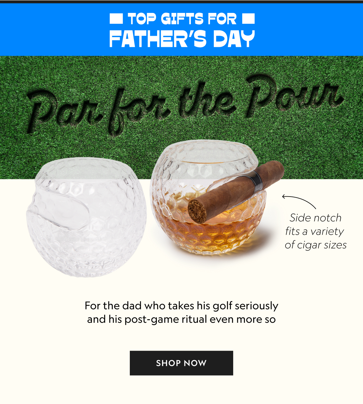 Golf Ball Cigar Double Old Fashion – Set of 2