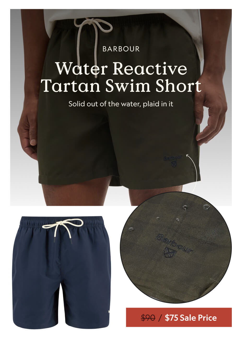Water Reactive Tartan Swim Short