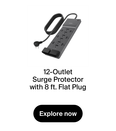 12-Outlet Surge Protector + 8 foot flat plug