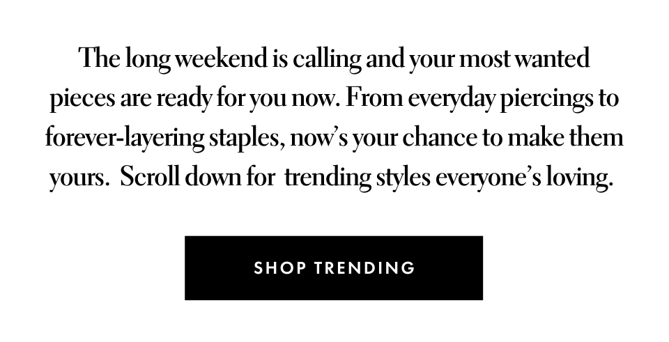 The long weekend is calling and your most wanted pieces are ready for you now.