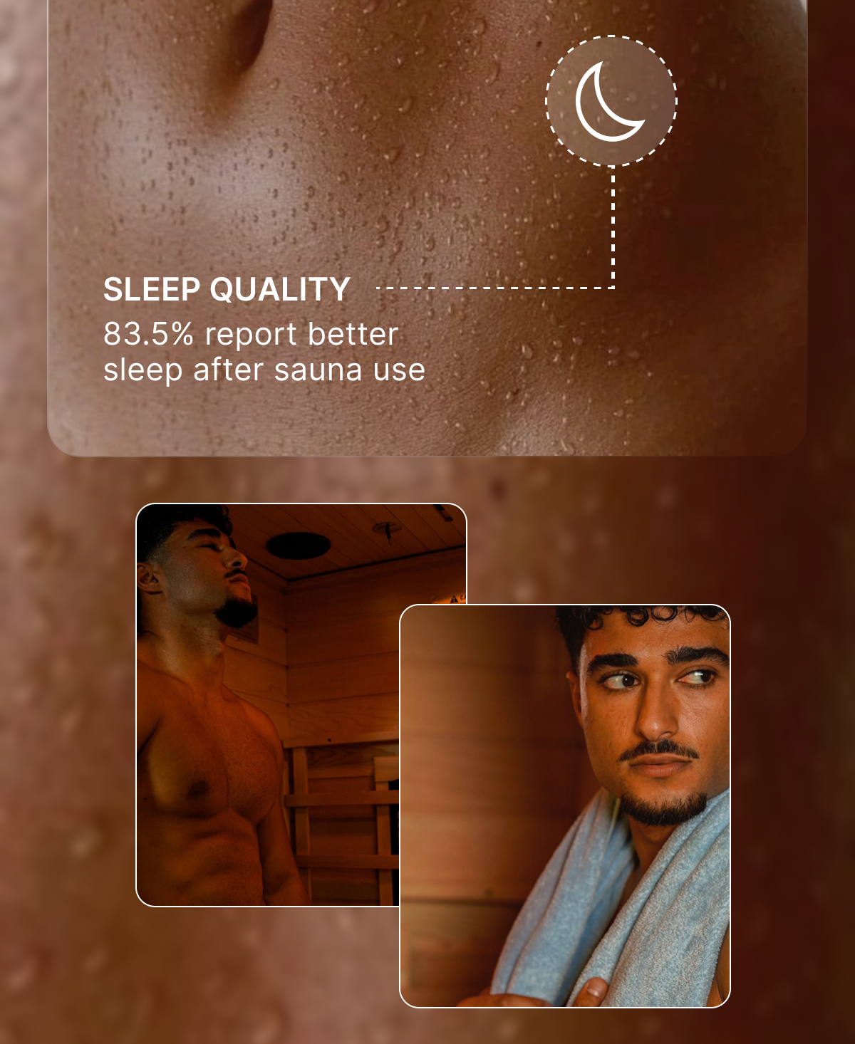 SLEEP QUALITY 83.5% report better sleep after sauna use