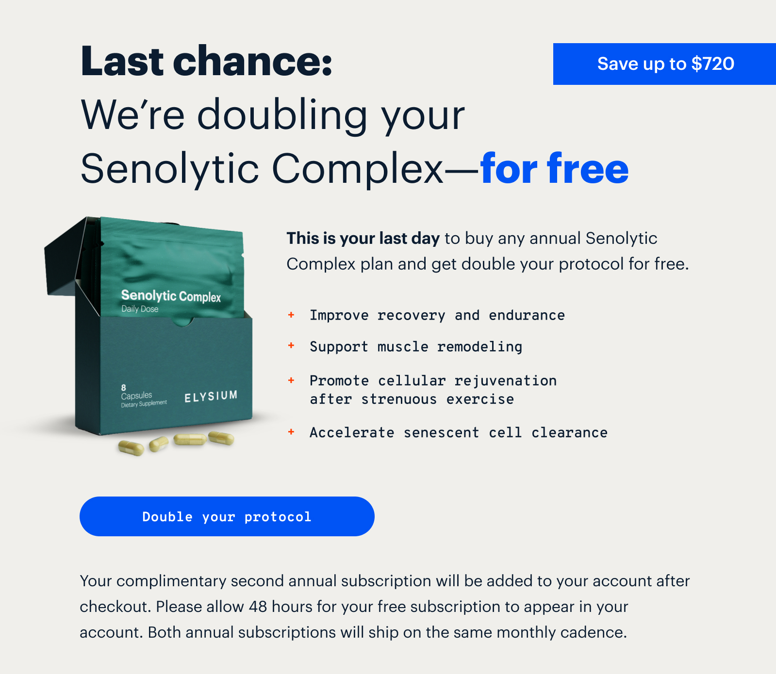 Last chance: We’re doubling your Senolytic Complex—for free | Double your protocol