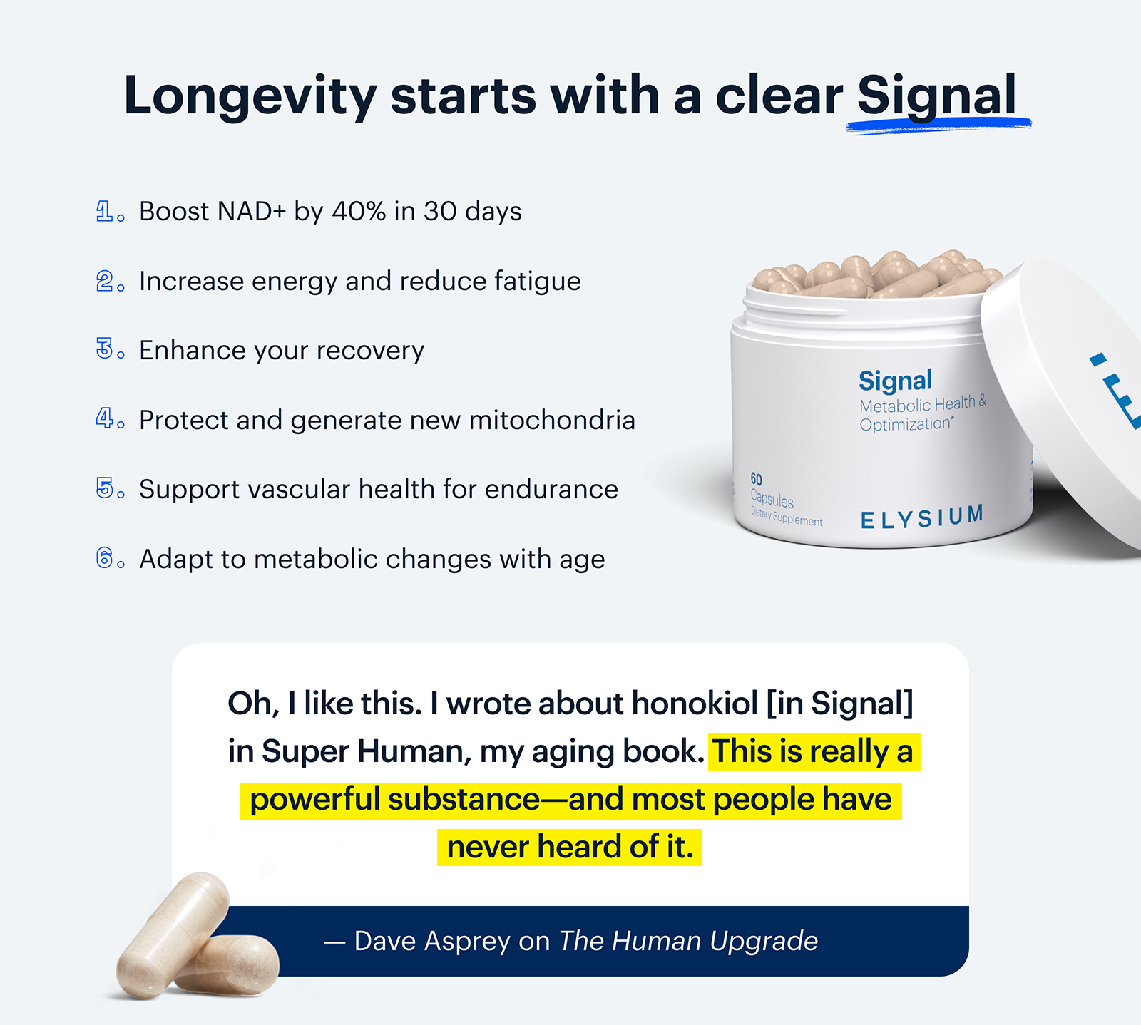 Longevity starts with a clear Signal