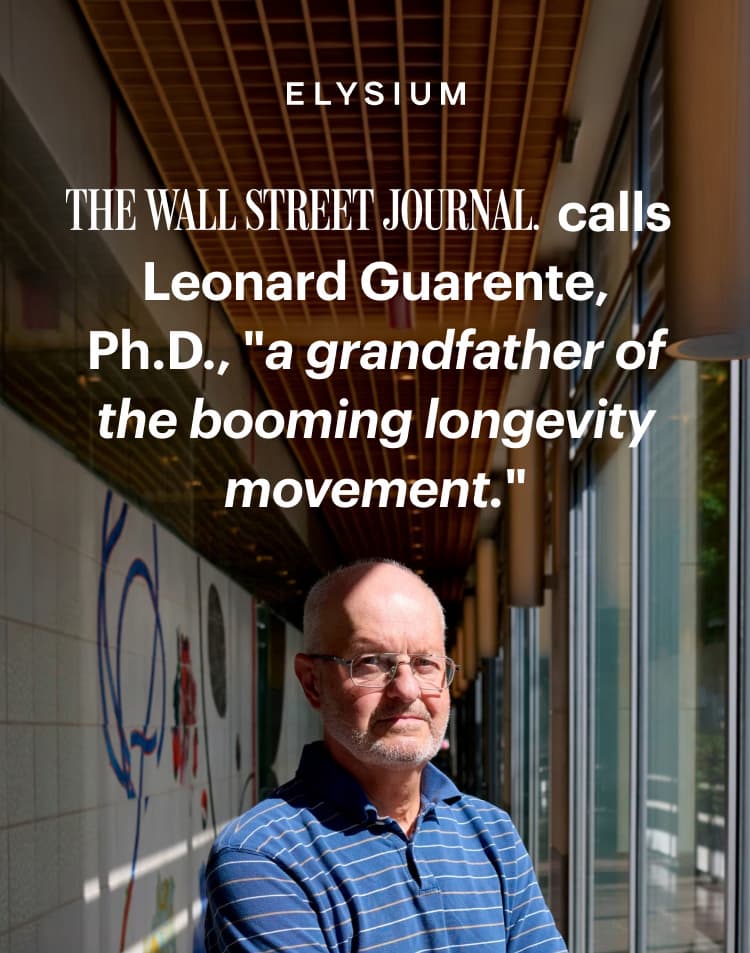 ELYSIUM | THE WALL STREET JOURNAL. calls Leonard Guarente, Ph.D., "a grandfather of the booming longevity movement."