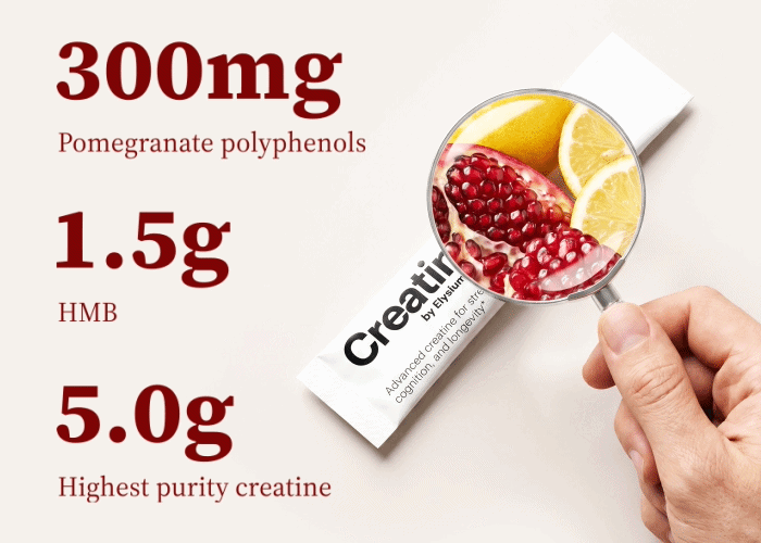 300mg pomegranate polyphenols | 1.5g HMB | 5.0g Highest purity creatine