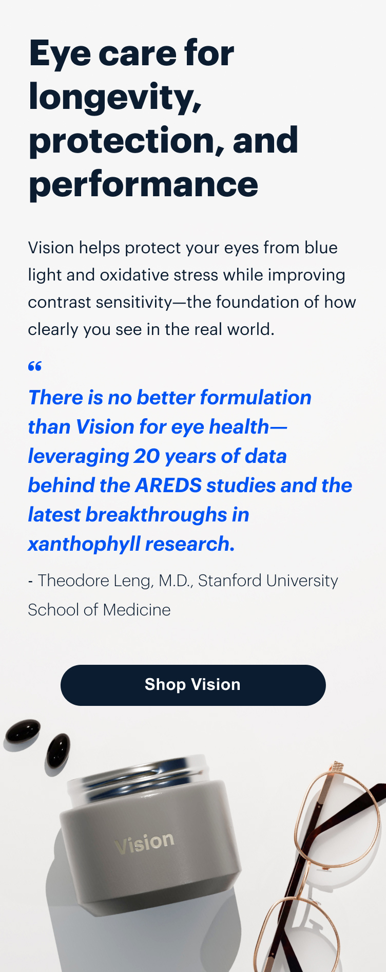 Eye care for longevity, protection, and performance | Shop Vision