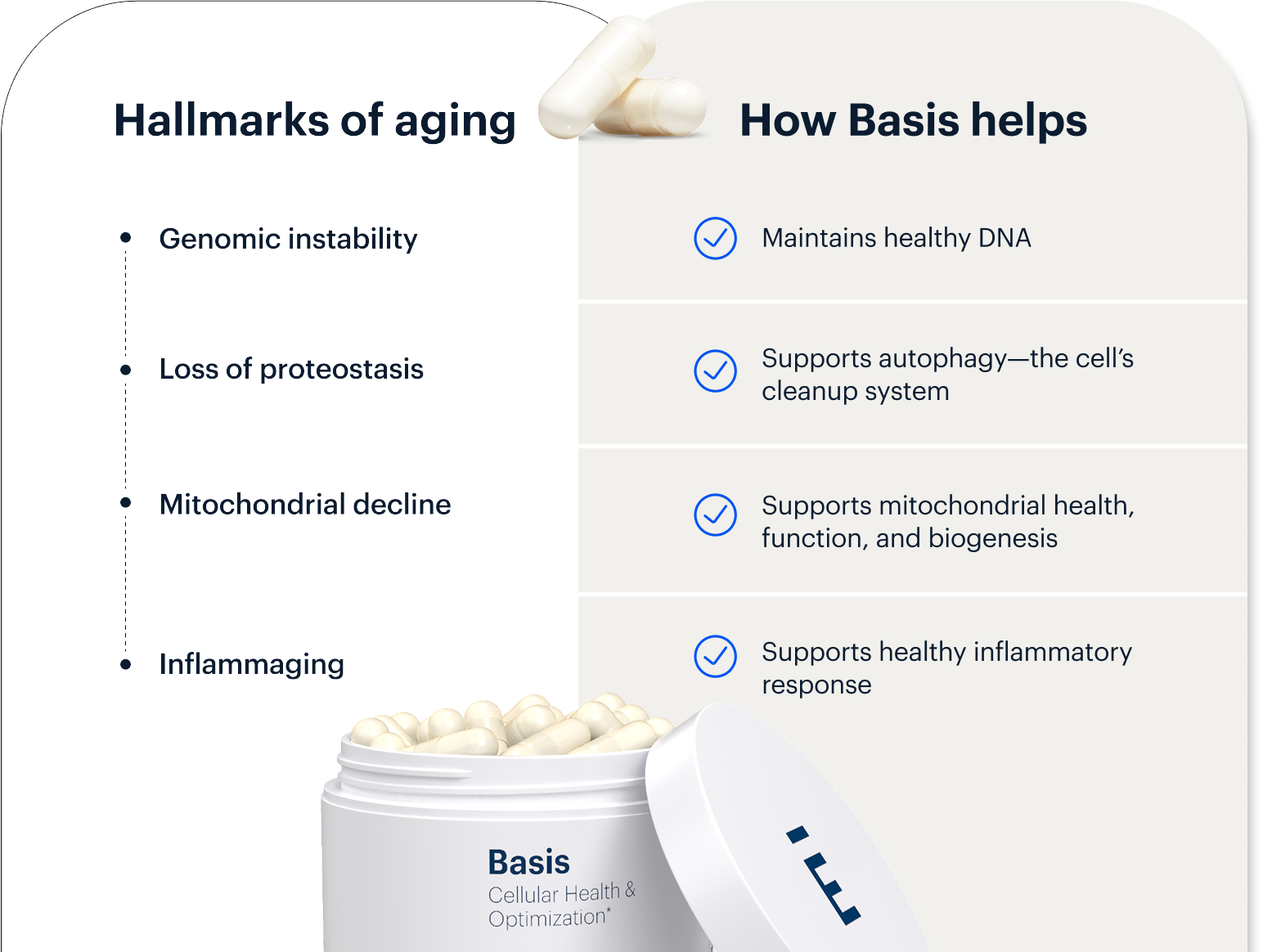Hallmarks of aging | How Basis helps