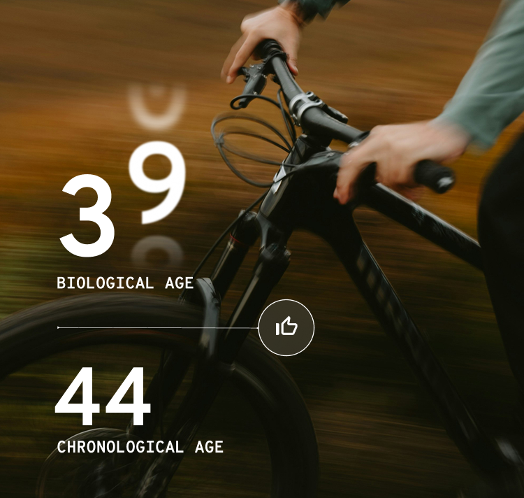 39 BIOLOGICAL AGE | 44 CHRONOLOGICAL AGE