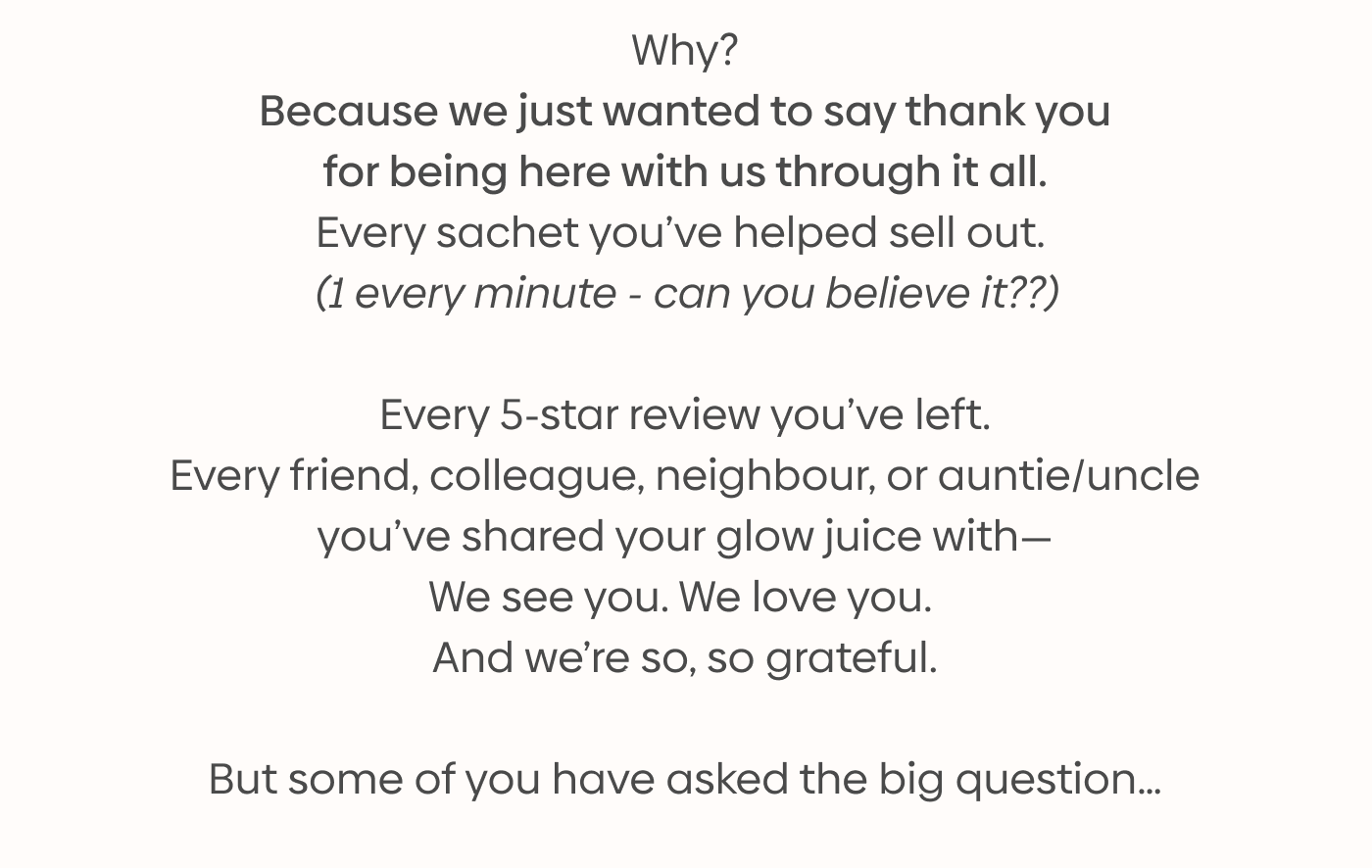 We see you. We love you. And we’re so, so grateful.