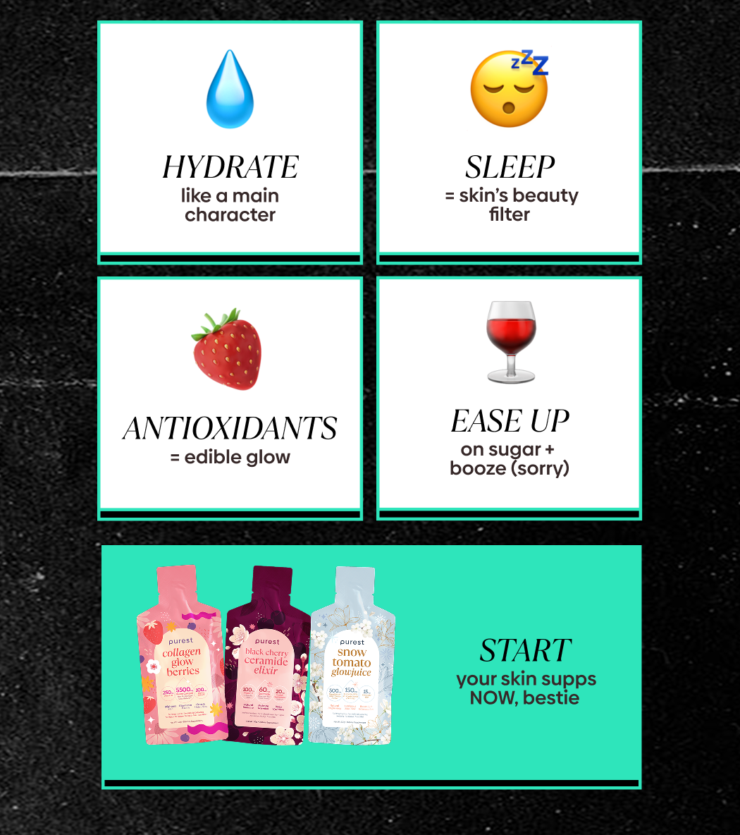 ✨ Start your skin supps NOW, bestie.