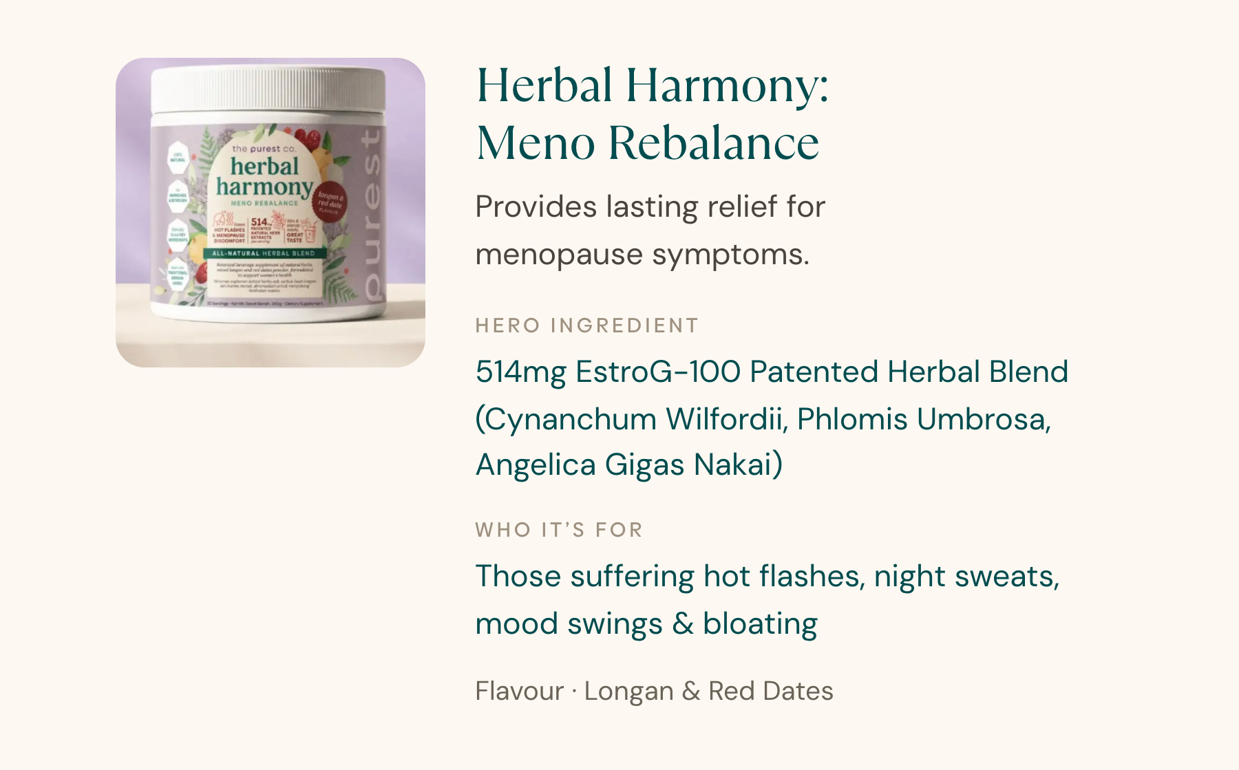 Herbal Harmony: Meno Rebalance — provides lasting relief for menopause symptoms.