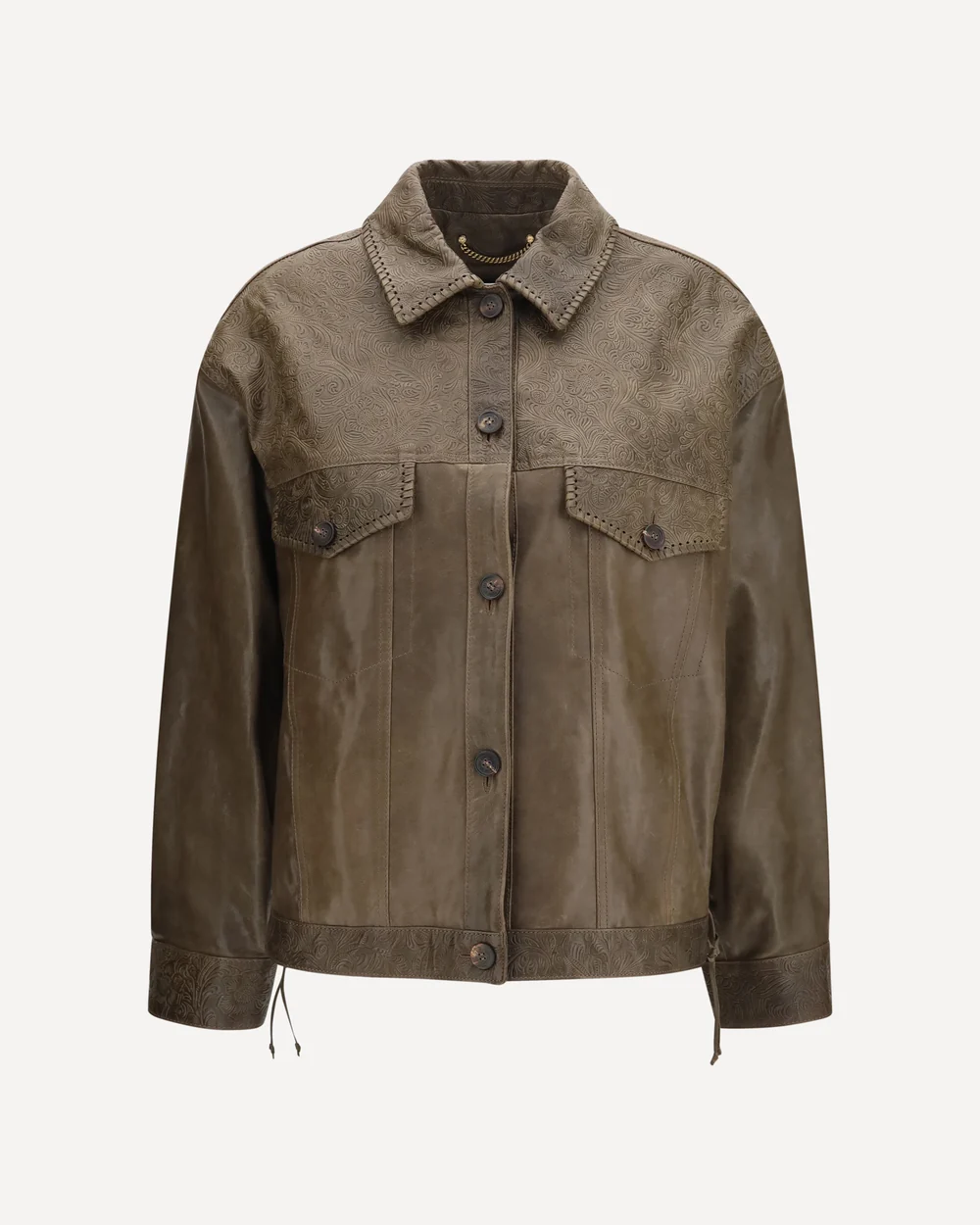 Babete leather Jacket with embossed details