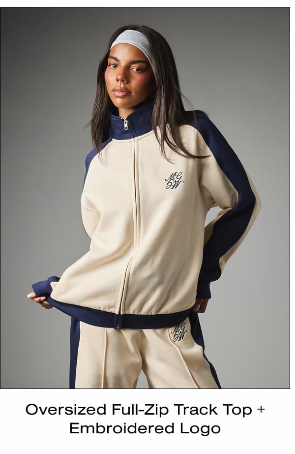 Oversized Full-Zip Track Top + Embroidered Logo