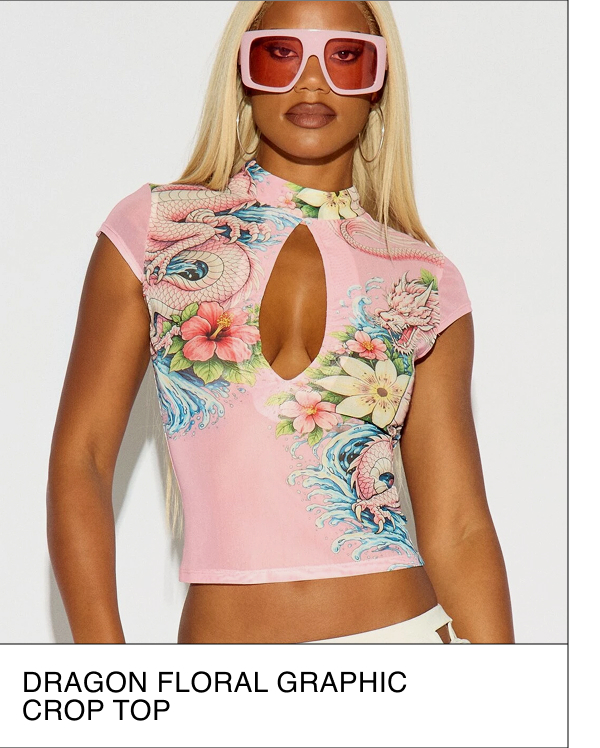 DRAGON FLORAL GRAPHIC CROP TOP
