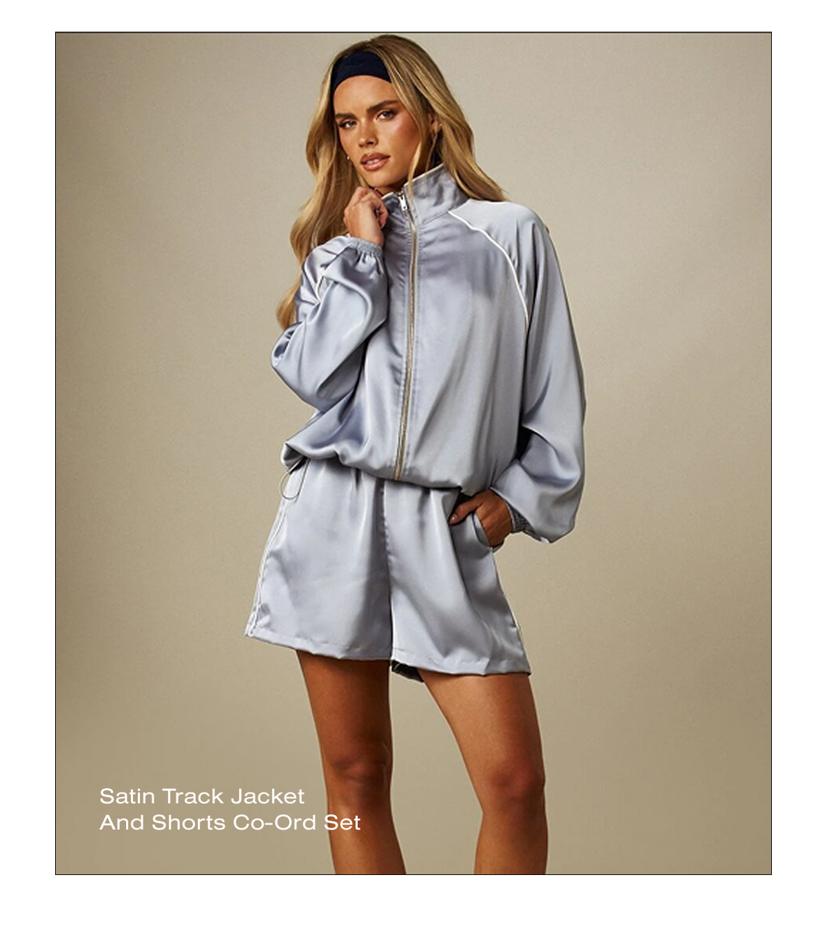 Satin Track Jacket  And Shorts Co-Ord Set