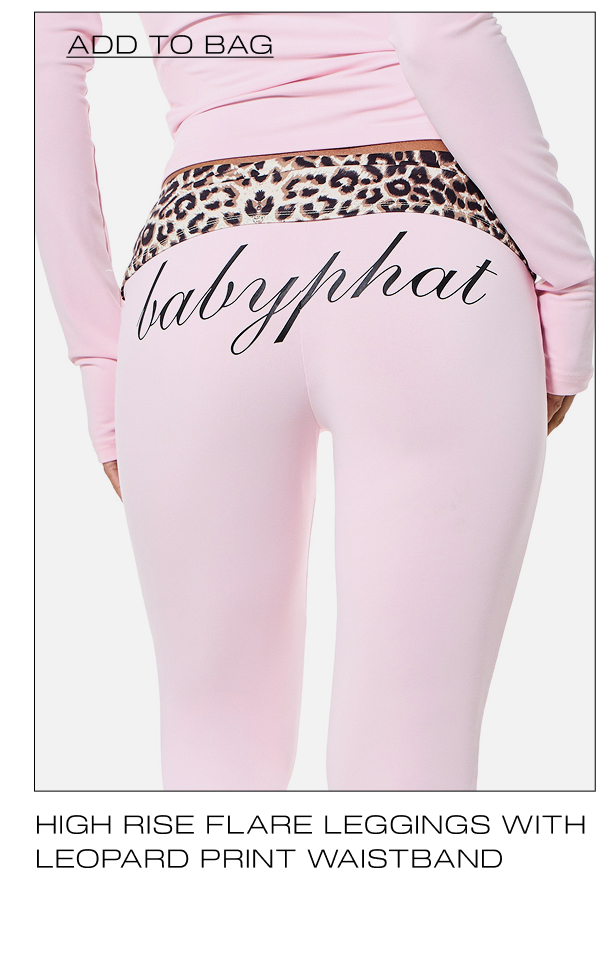 HIGH RISE FLARE LEGGINGS WITH LEOPARD PRINT WAISTBAND