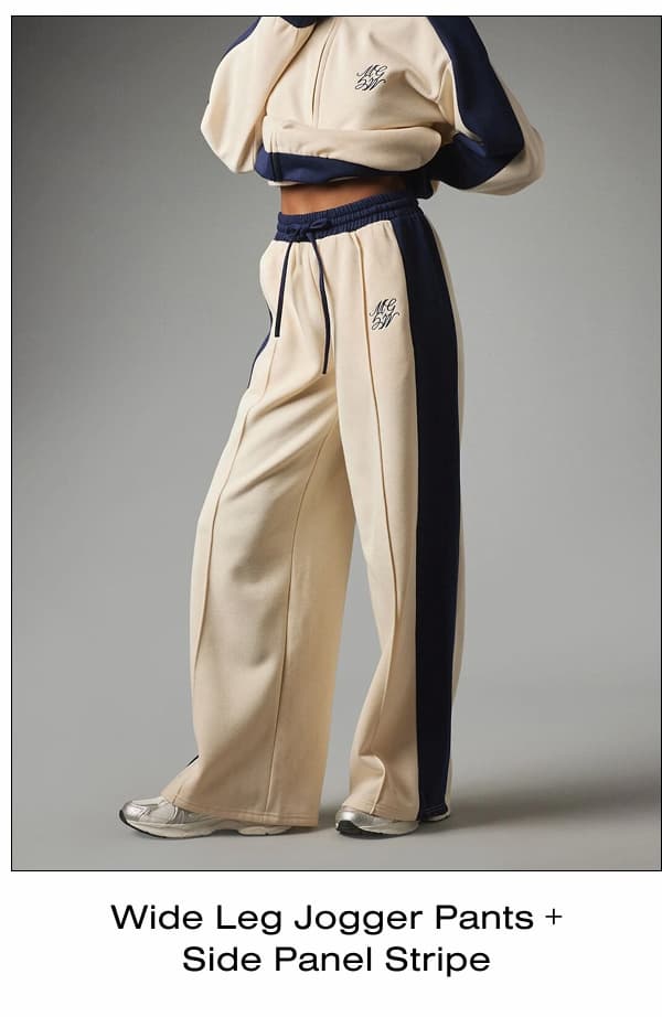 Wide Leg Jogger Pants + Side Panel Stripe