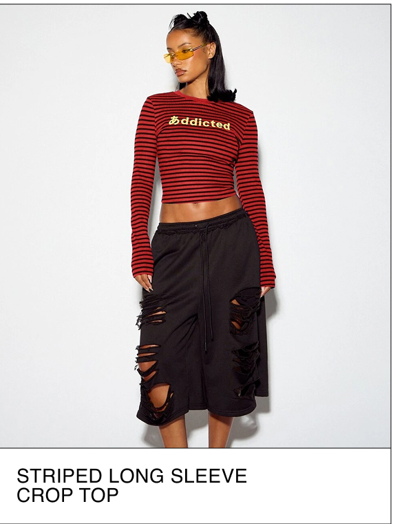 STRIPED LONG SLEEVE CROP TOP