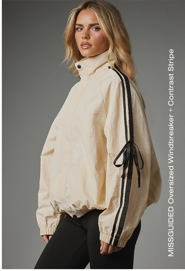 MISSGUIDED Oversized Windbreaker + Contrast Stripe