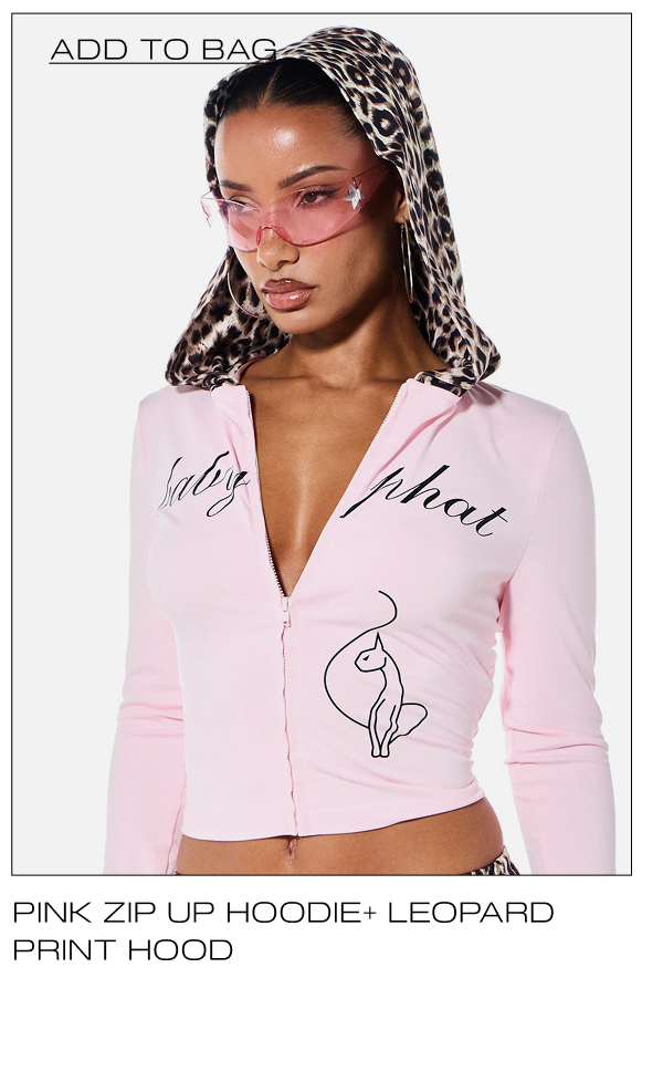 PINK ZIP UP HOODIE+ LEOPARD PRINT HOOD