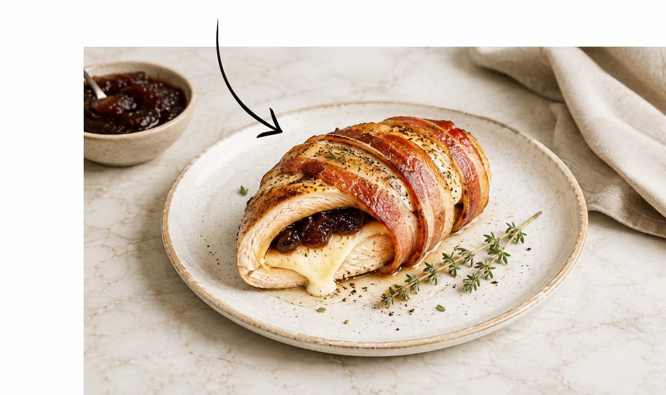 Cornish Brie stuffed chicken breast