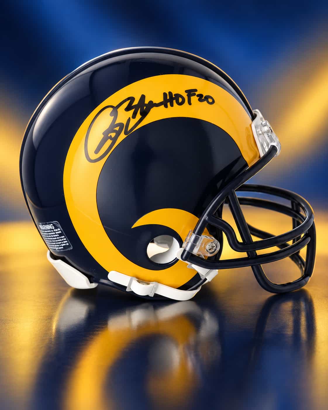 Isaac Bruce Signed Rams Throwback Mini Helmet