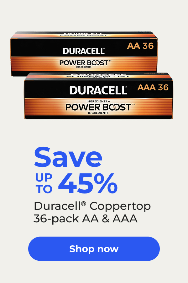 Save up to 45% Duracell® Coppertop 36-pack AA & AAA – Shop now