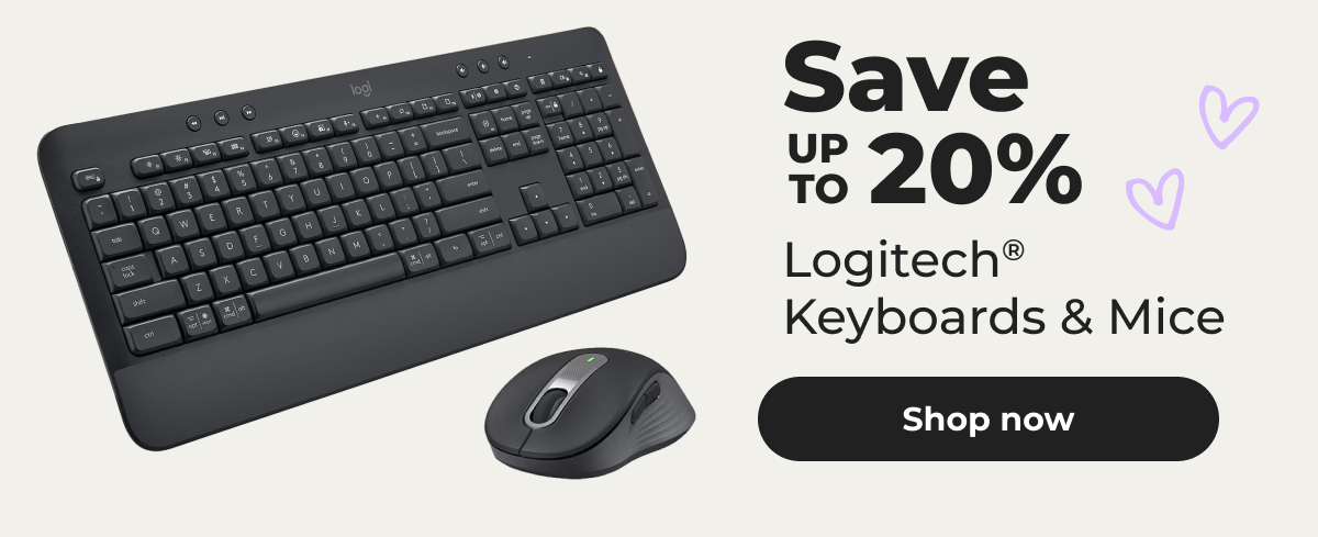 Save up to 20% Logitech® Keyboards & Mice – Shop now