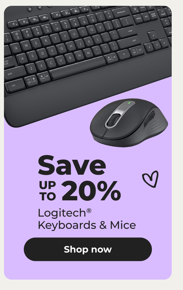 Save up to 20% Logitech® Keyboards & Mice - Shop now