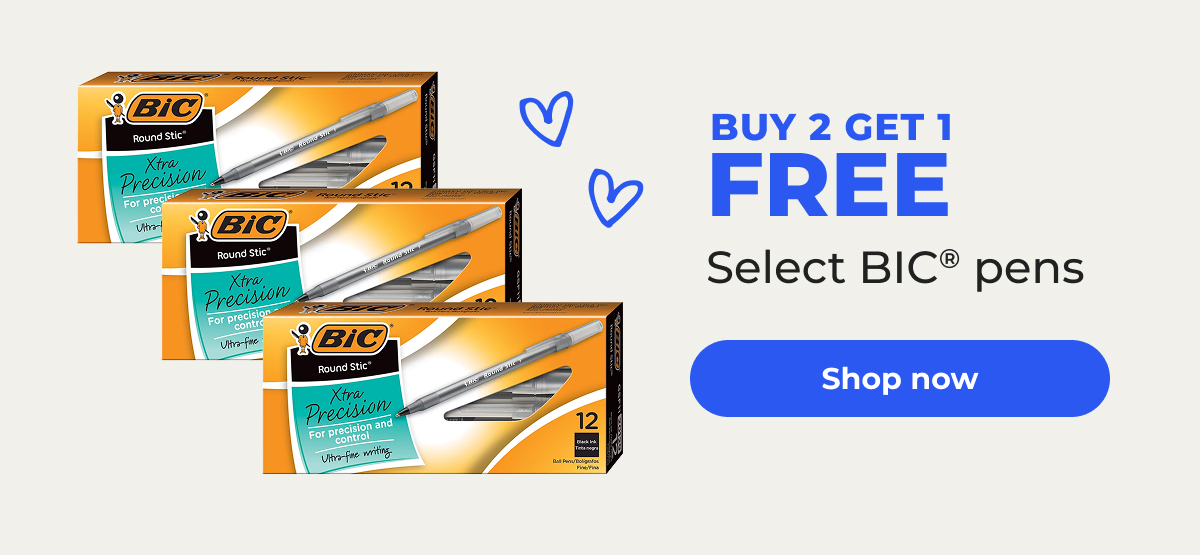 Buy 2 Get 1 Free Select BIC® pens – Shop now