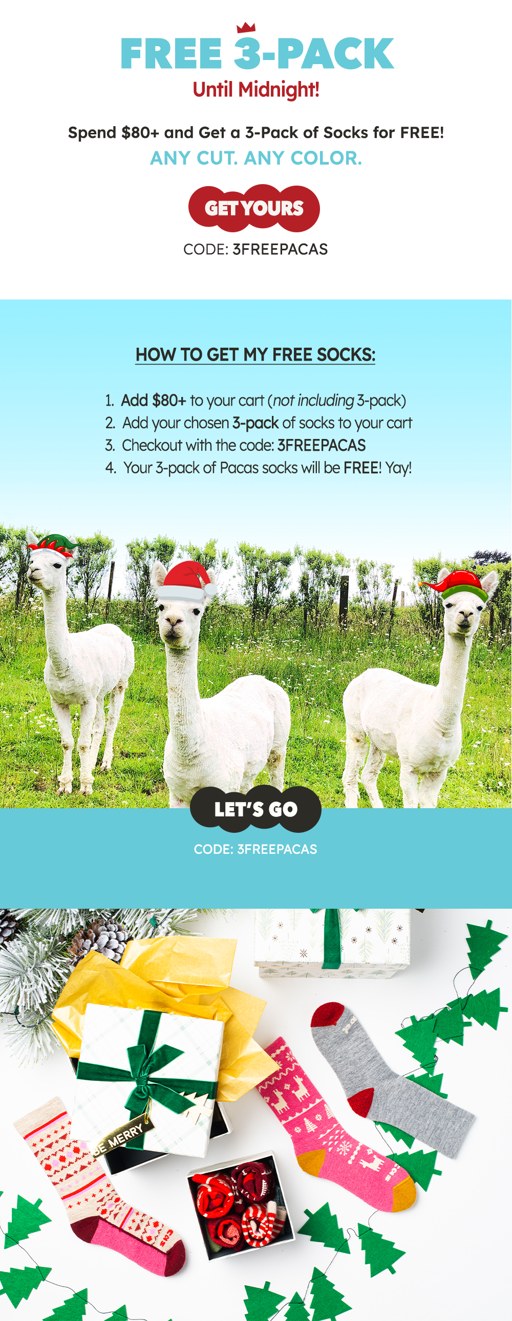 Pacas 12 Days of Christmas Sale - 3 FREE Pairs of Pacas