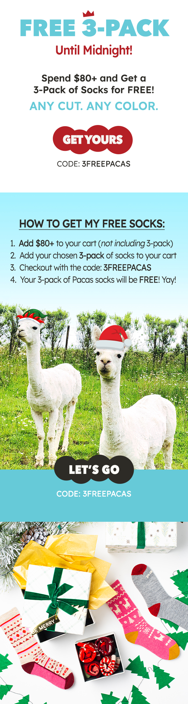 Pacas 12 Days of Christmas Sale - 3 FREE Pairs of Pacas