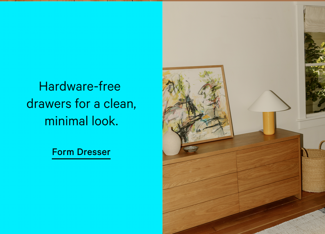 Title Hardware-free  drawers for a clean, minimal look. Form Dresser