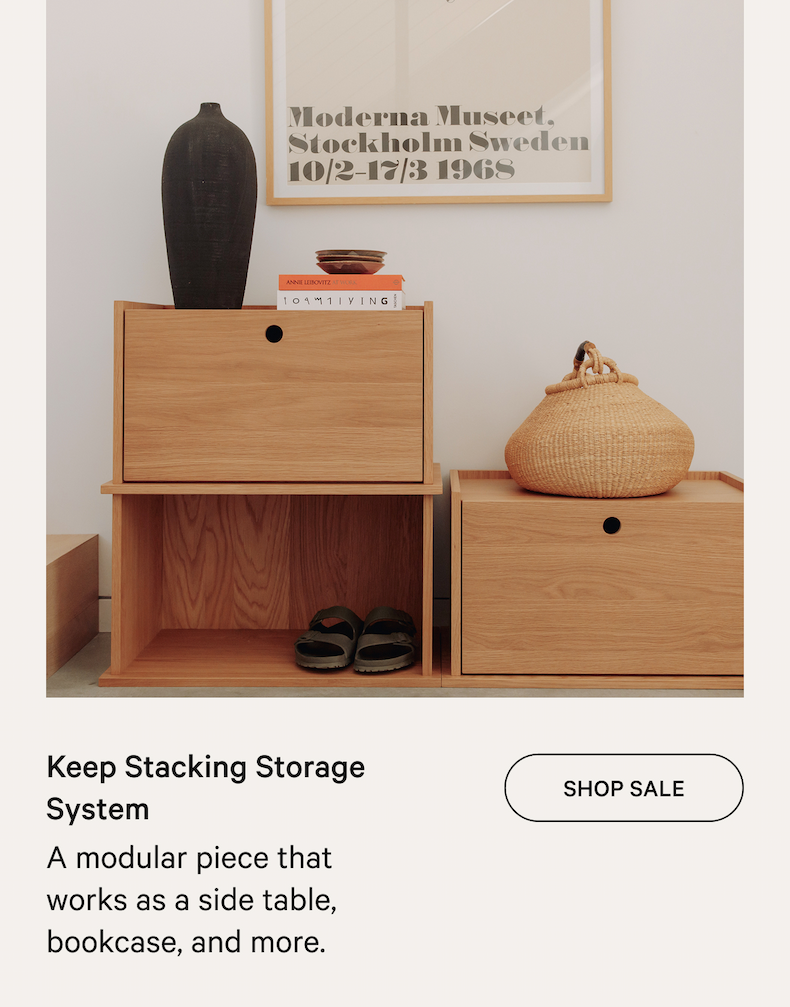 Keep Stacking Storage System SHOP SALE A modular piece that works as a side table, bookcase, and more.
