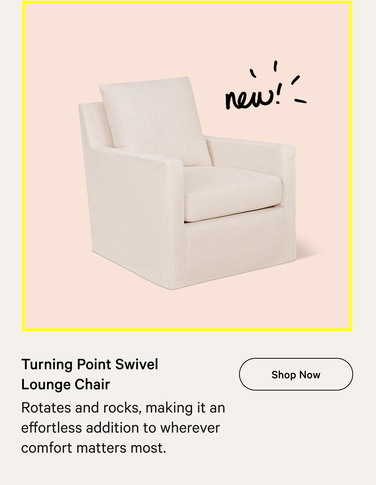 Turning Point Swivel Lounge Chair Shop Now Rotates and rocks, making it an effortless addition to wherever comfort matters most.