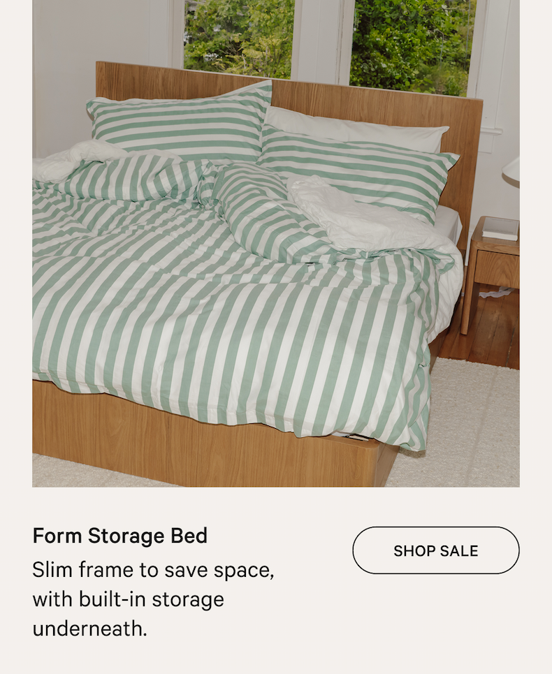 Form Storage Bed SHOP SALE Slim frame to save space, with built-in storage underneath.