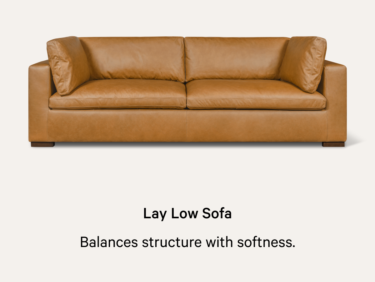 Lay Low Sofa Balances structure with softness.