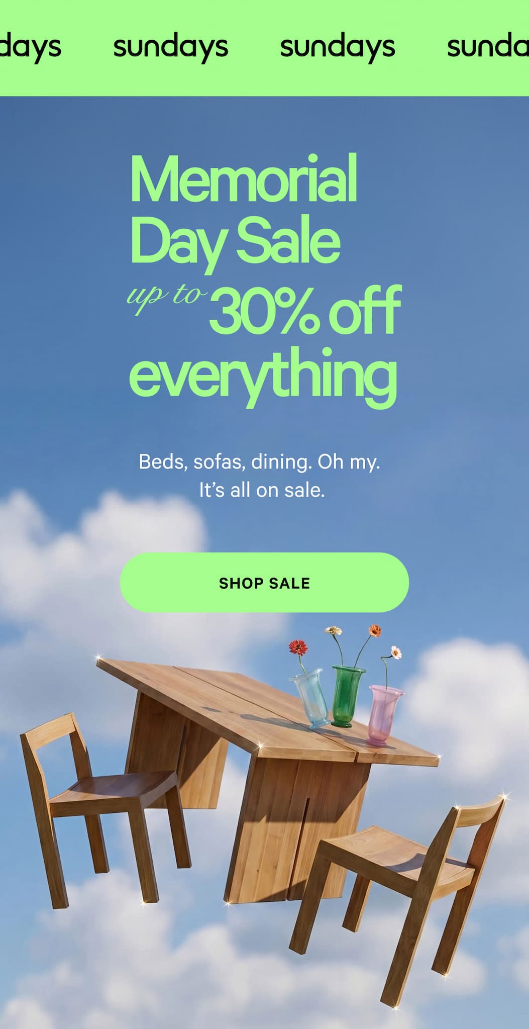 Memorial Day Sale Up to 30% off everything
