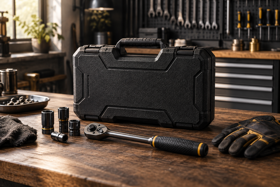 Clovano tools on a carefully equipped workshop bench