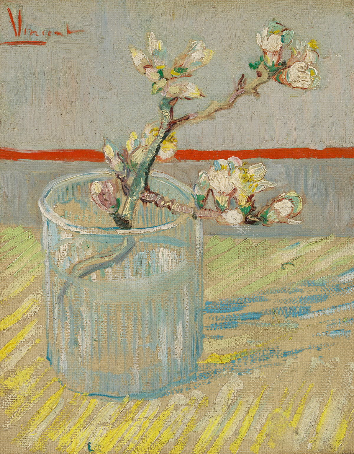 Sprig of Flowering Almond in a Glass