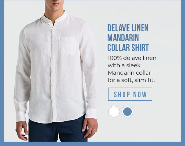 Shop NEW! Delave Linen Mandarin Collar Shirt